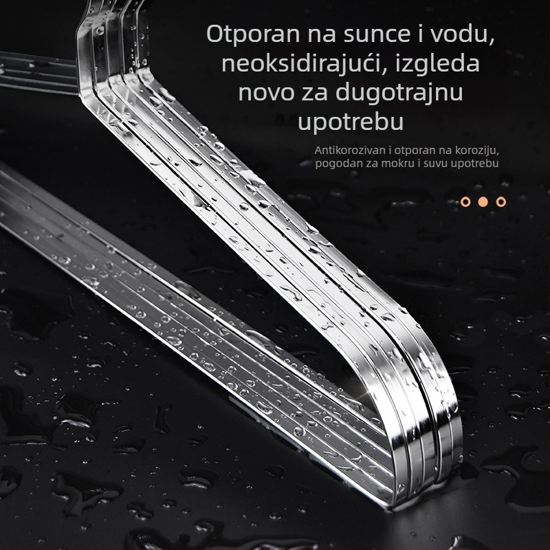 Debela vješalica za odjeću od nehrđajućeg čelika, bez šavova, s širokim ramenima i protukliznom površinom