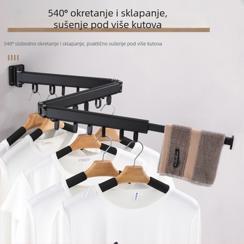 Izvlačna zidna sušionica za odjeću, od aluminijskog legura, moderan minimalistički dizajn