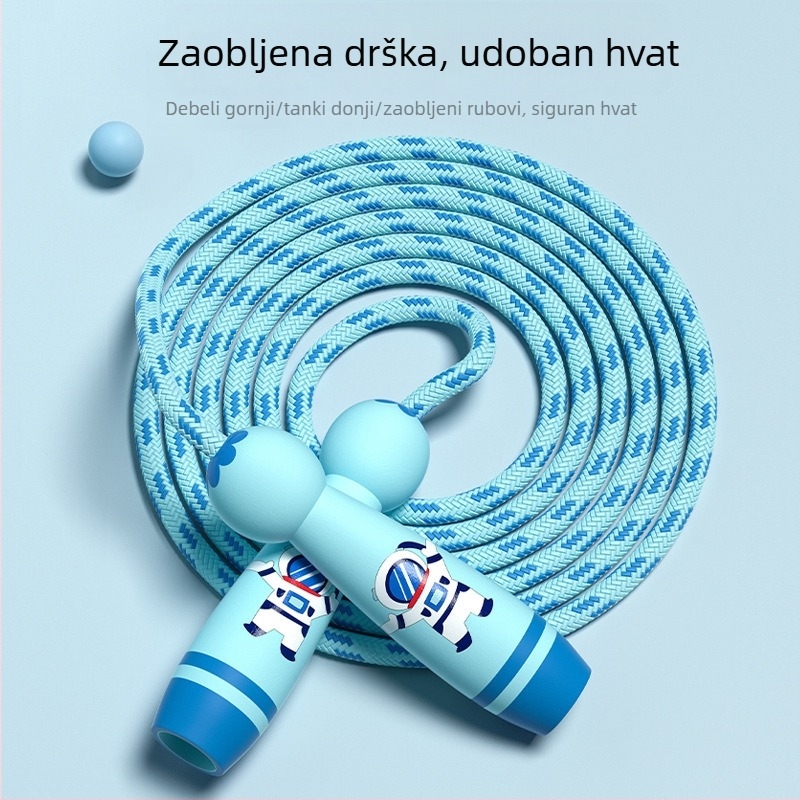 Dječje užad za preskakanje, od pamuka, podesiva, s prstenom za zaštitu od habanja, sportski standard za djecu