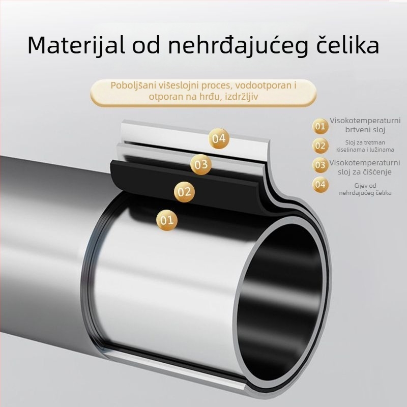 Podni stalak za sušenje odjeće s pet šipki, nehrđajući čelik, za unutarnju i vanjsku upotrebu, sklopivi.