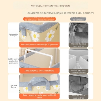Kutija za odlaganje odjeće od platna s cvjetnim uzorkom, višeslojni organizator garderobe, dimenzije 47×28×30 cm, kapacitet 30–40 L