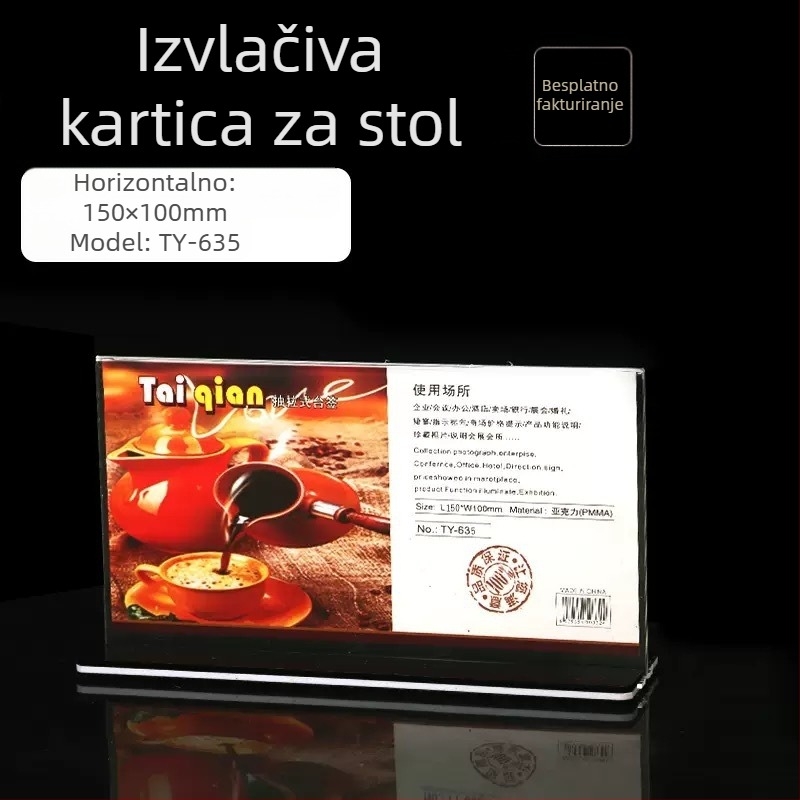 A5 akrilni držač kartica za stol, proziran A4 prikazni stalak za jelovnike i cijene