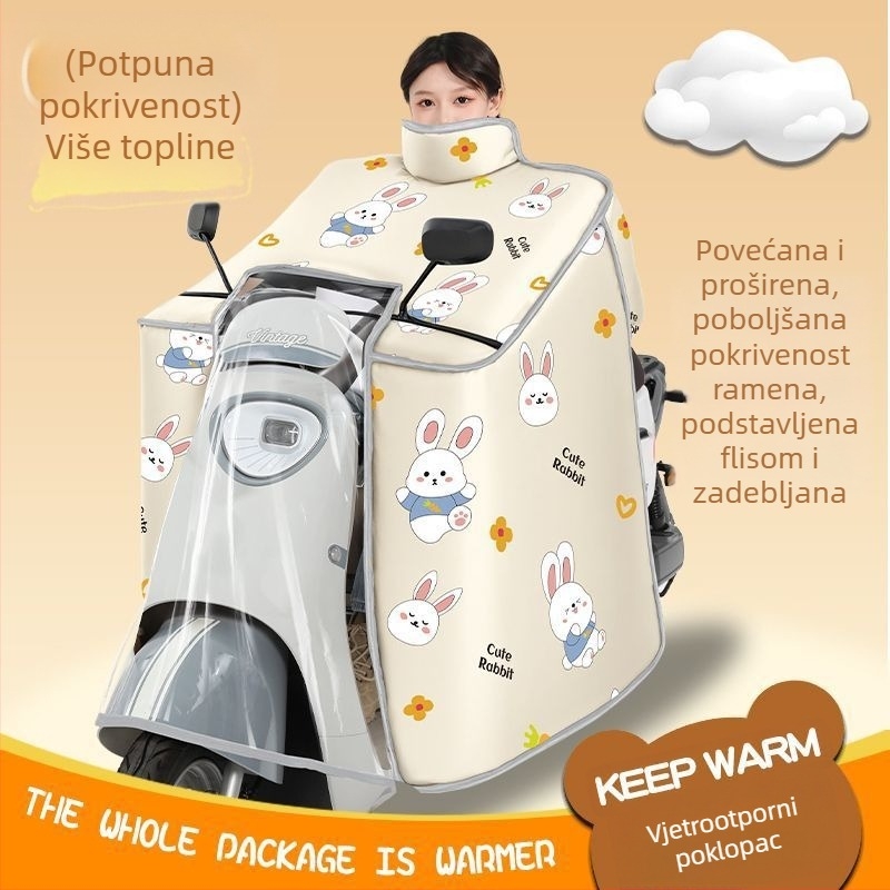Zimska navlaka otporna na vjetar za električna vozila i motocikle, debela, vodootporna, s flis unutarnjom podstavom, potpuno pokrivanje