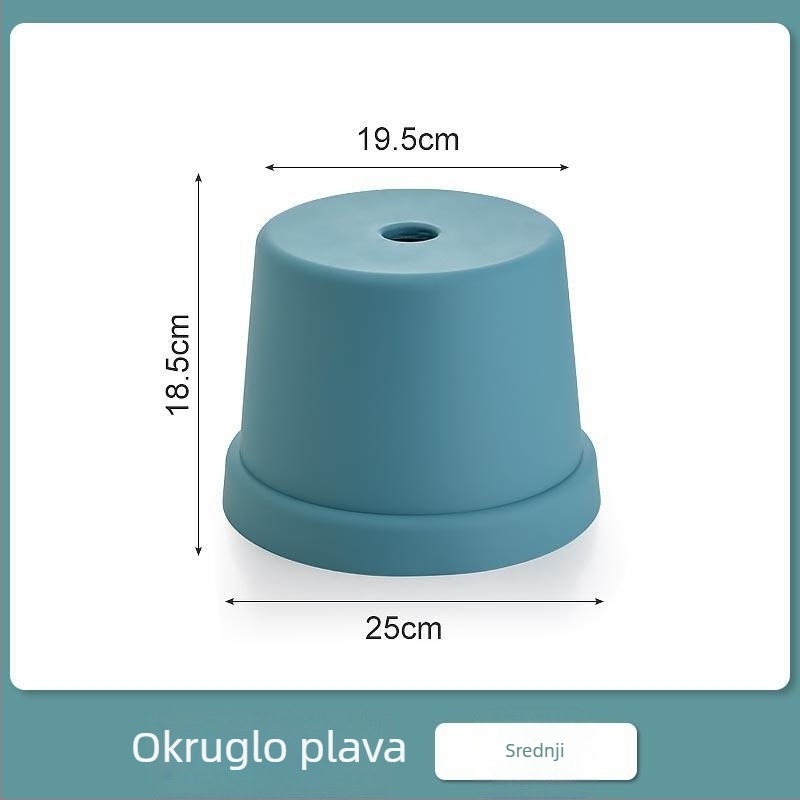 Jednostavna plastična mala stolica za kućnu uporabu, povećan dizajn, pogodna za odrasle i djecu, okrugla stolica za kupaonicu i dnevni boravak