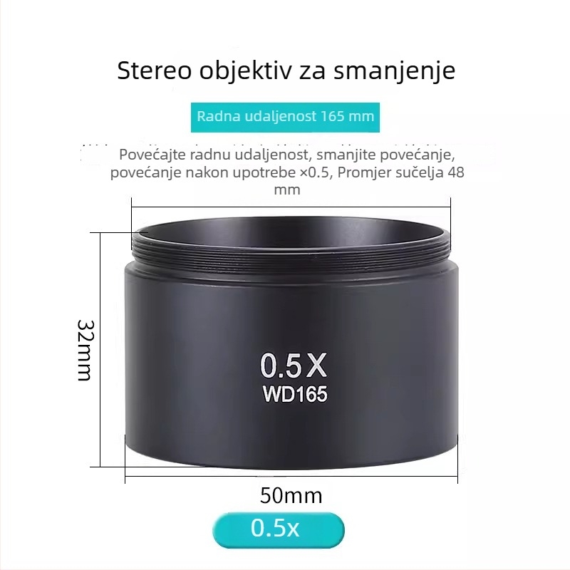 Pomoćni mikroskop s povećivačima s objektivima 0.7×, 0.5× i 2×; 1× otporan na ulje objektiv