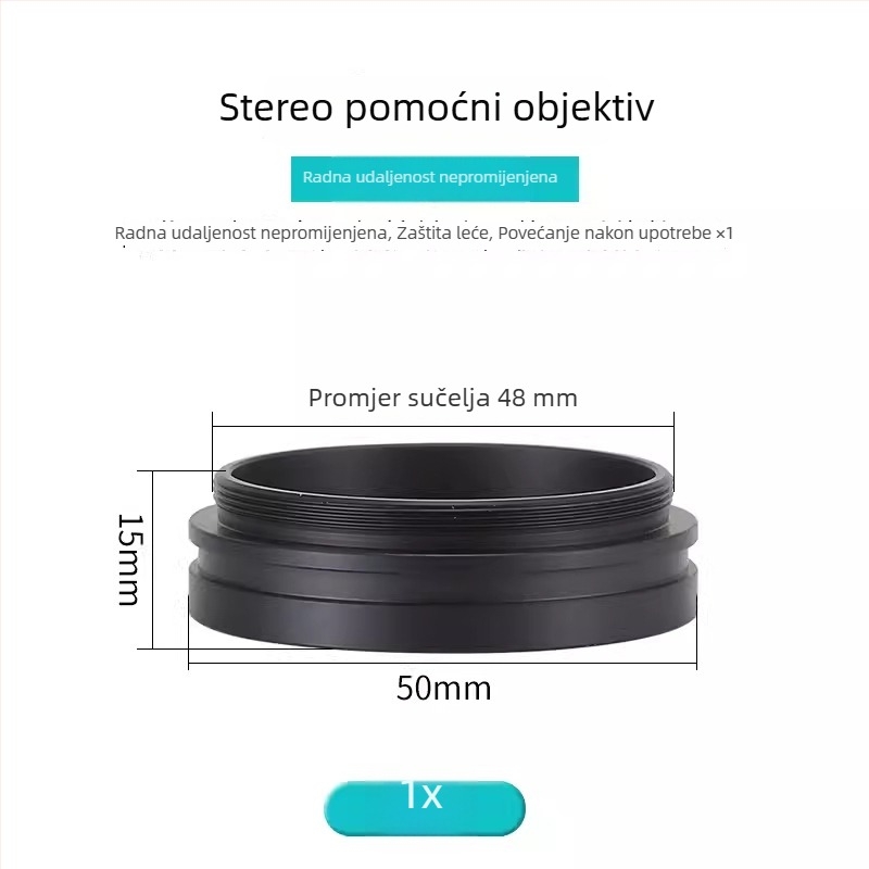 Pomoćni mikroskop s povećivačima s objektivima 0.7×, 0.5× i 2×; 1× otporan na ulje objektiv