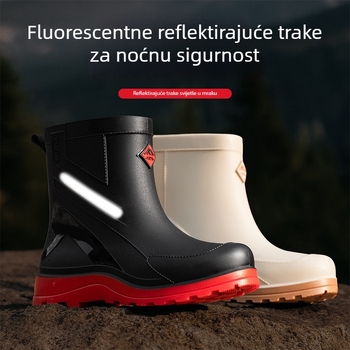 Muške vodootporne kišne čizme srednje visine sa vezivanjem, gumene radne cipele otporne na klizanje