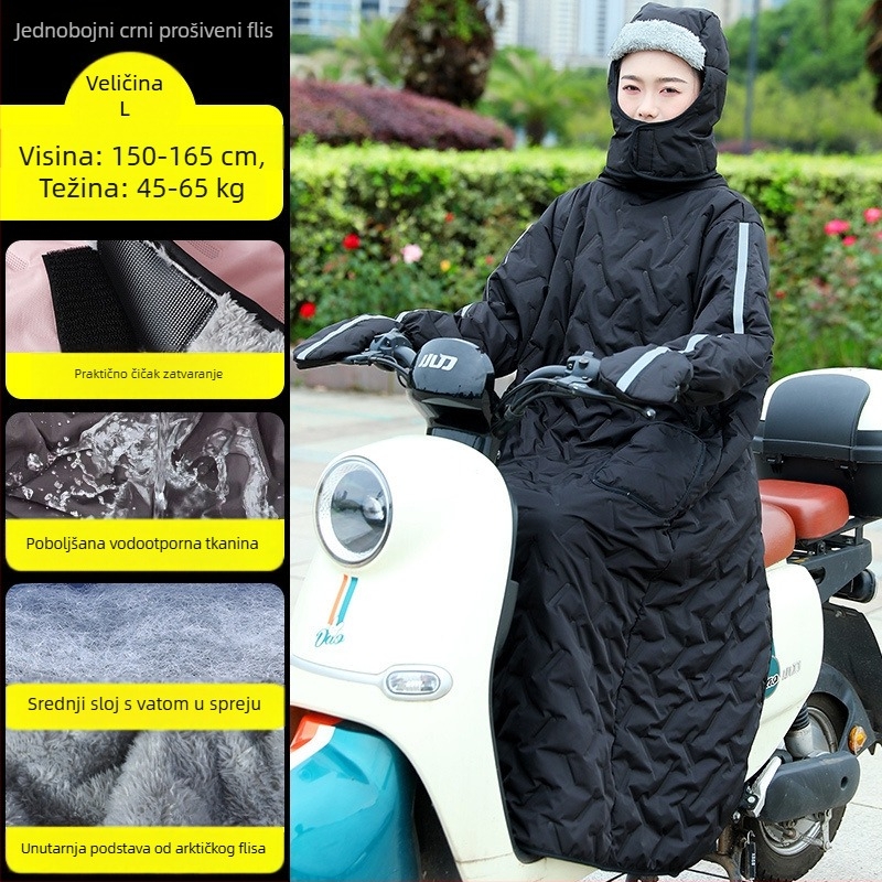 Zimska topla flis zaštita protiv vjetra za električne skutere i motocikle, vodootporna, debela