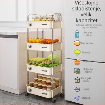 Šesteroetažni kuhinjski kolica za pohranu hrane, samostojeća, mobilna, za voće i povrće, od karbonskog čelika