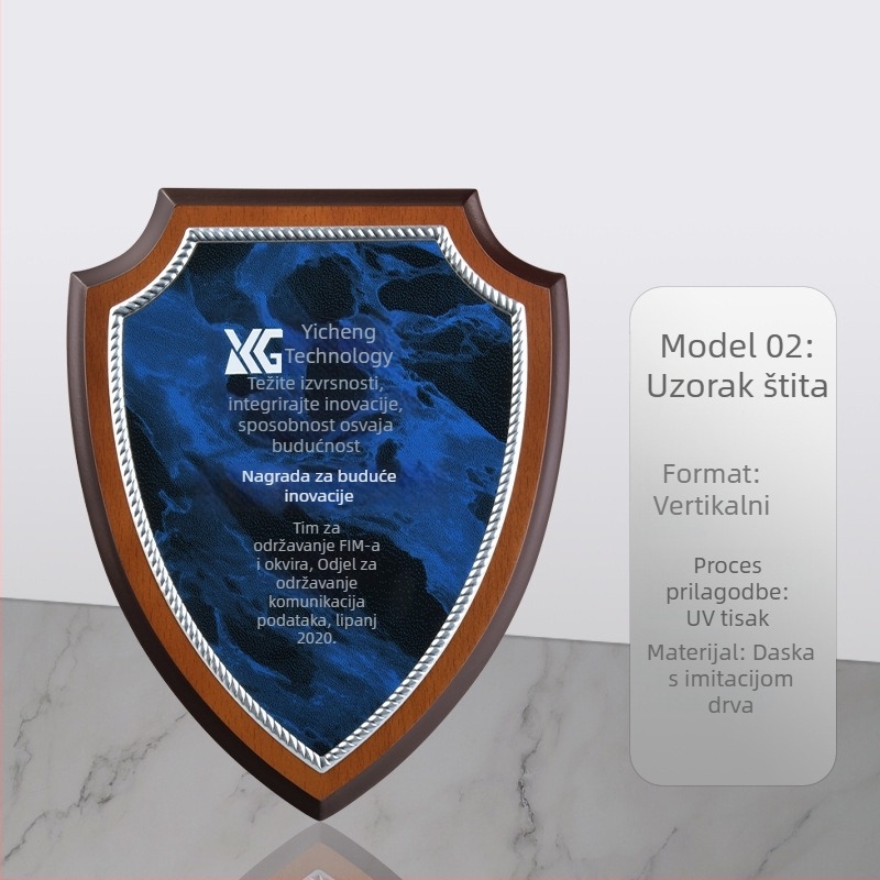 Premium nagradna pločica od imitacije orahovog drveta sa stalkom, prilagodljiva pločica časti i certifikat