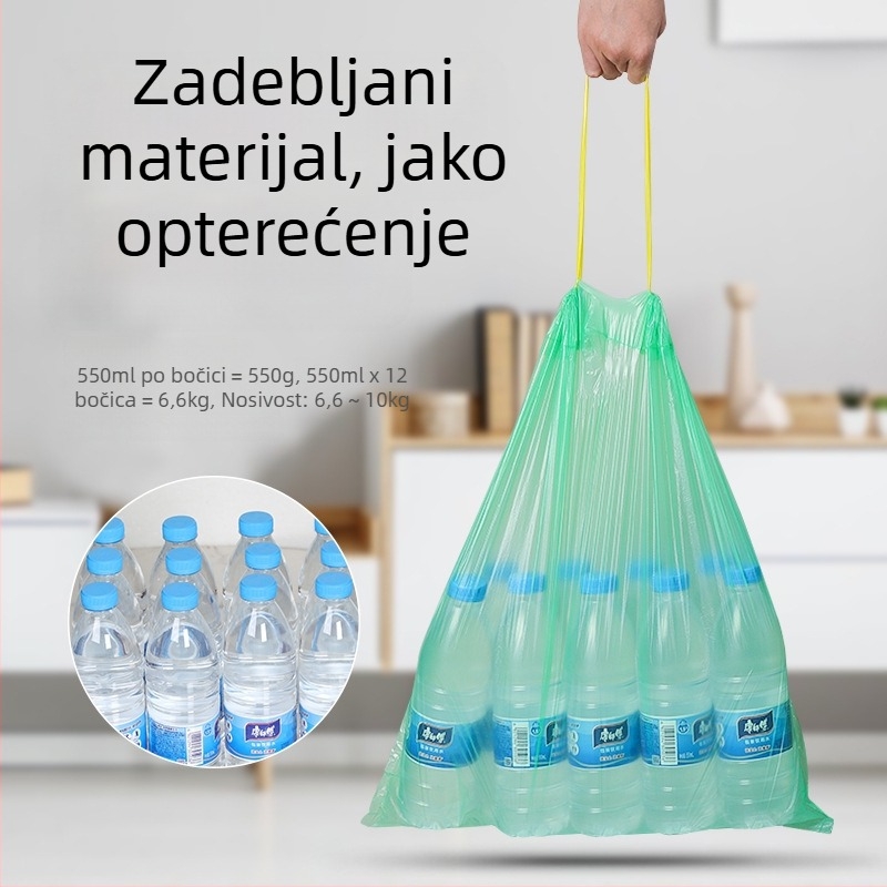 Vreće za otpad s vrpcom, debele, kapacitet 30/60 L, s automatskim zatvaranjem, za kuhinju, dom i studentski dom, velike veličine