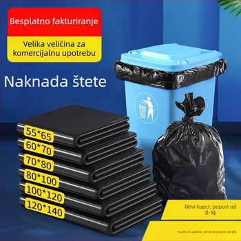 Crne čvrste vreće za smeće, ekstra velike, otvorenog vrha, komercijalna upotreba za vanjsko čišćenje, catering i upravljanje nekretninama
