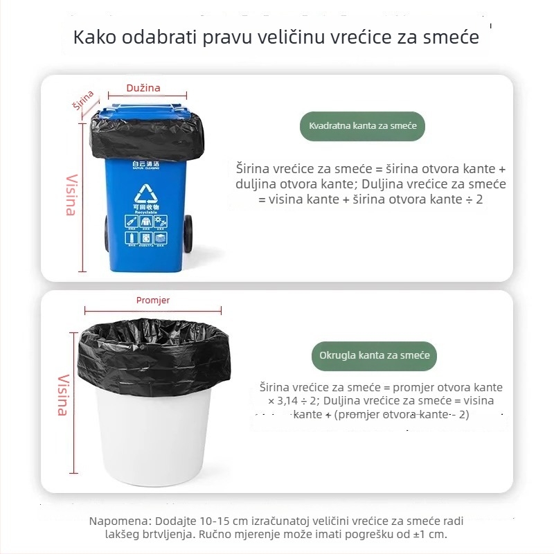 Crne čvrste vreće za smeće, ekstra velike, otvorenog vrha, komercijalna upotreba za vanjsko čišćenje, catering i upravljanje nekretninama