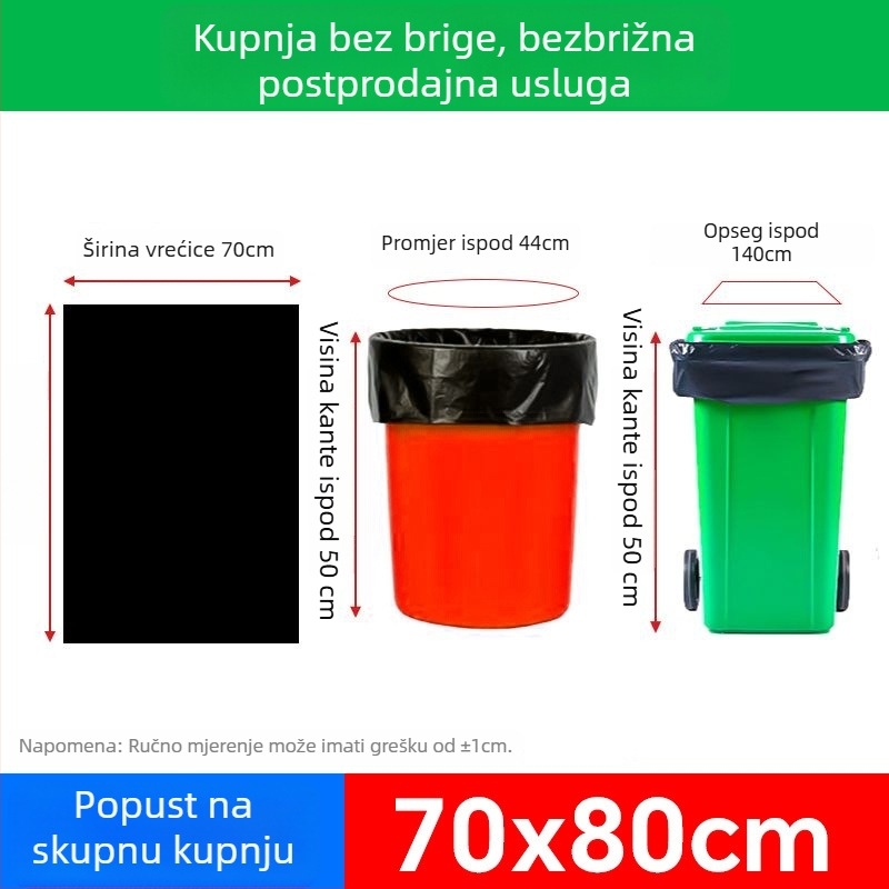Crne čvrste vreće za smeće, ekstra velike, otvorenog vrha, komercijalna upotreba za vanjsko čišćenje, catering i upravljanje nekretninama
