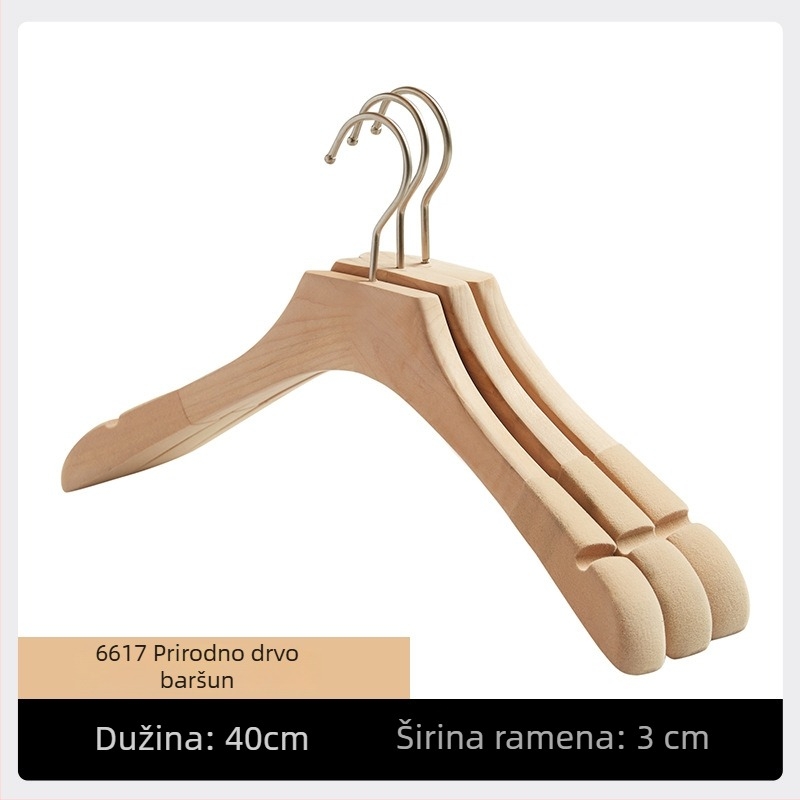Držač za odjeću od drva s flokiranom površinom, protuklizni, vintage stil, kućna upotreba