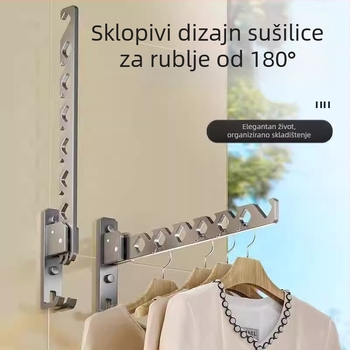 Sklopivi sušilac za odjeću bez bušenja, za prozore i balkone, nevidljiva šipka za sušenje u kupaonici i tušu, zidni nosač