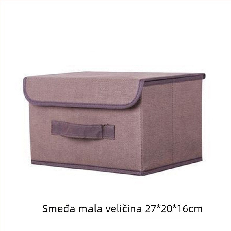 Sklopiva kutija za pohranu s poklopcem, presvučena tkaninom, velika zapremina, višenamjenski organizator za igračke i odjeću, prijenosna za spavaću sobu