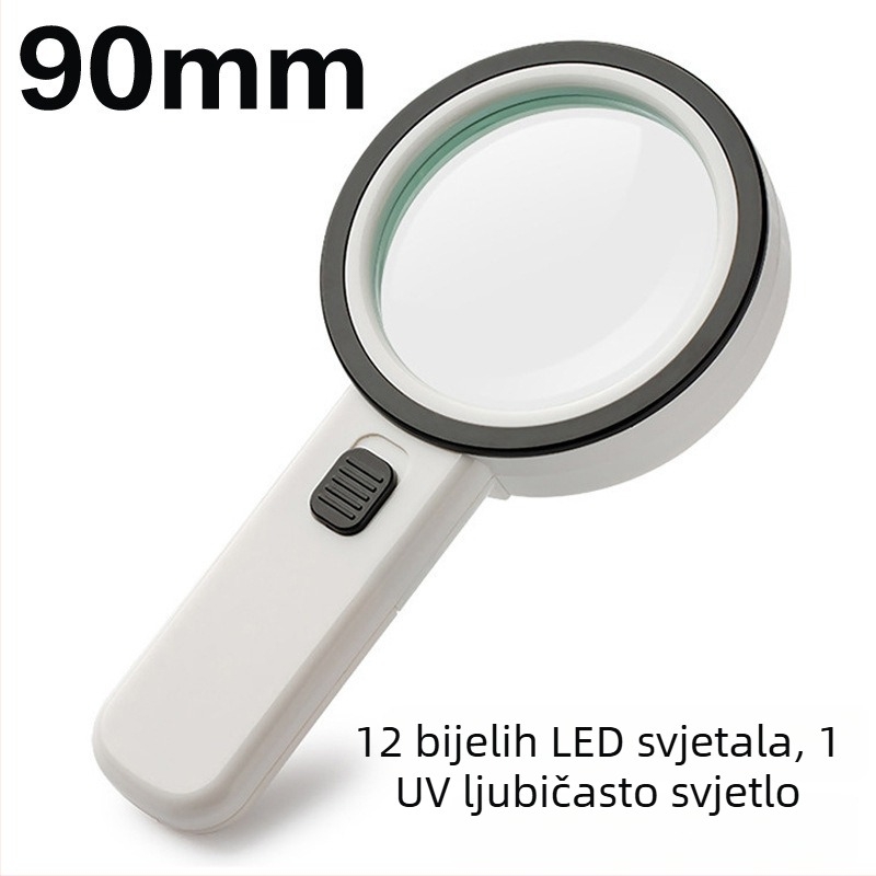 Lupa za procjenu nakita, 12 LED, 30x povećanje, dvostruko optičko staklo, za zbirke antikviteta i starije korisnike.