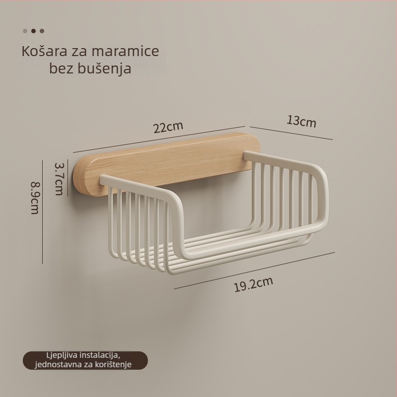 Držač toaletnog papira od orahovog drveta i košarica za kupaonicu