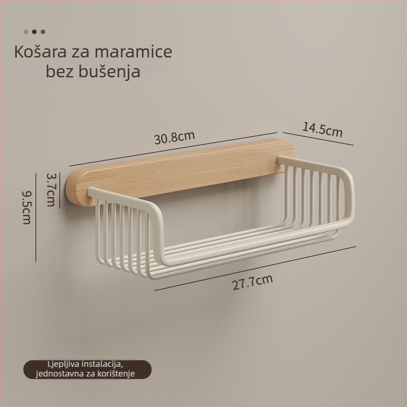Držač toaletnog papira od orahovog drveta i košarica za kupaonicu