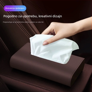 Kožna kutija za maramice u automobilu, luksuzan dizajn središnje konzole, dekor unutrašnjosti vozila