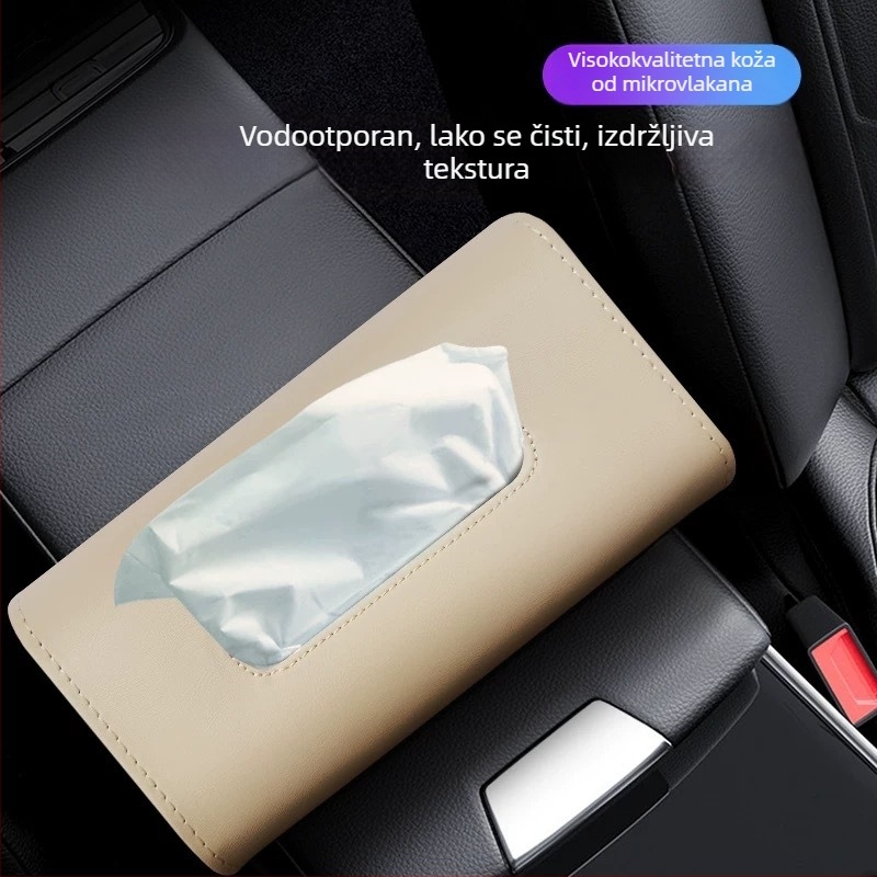 Kožna kutija za maramice u automobilu, luksuzan dizajn središnje konzole, dekor unutrašnjosti vozila