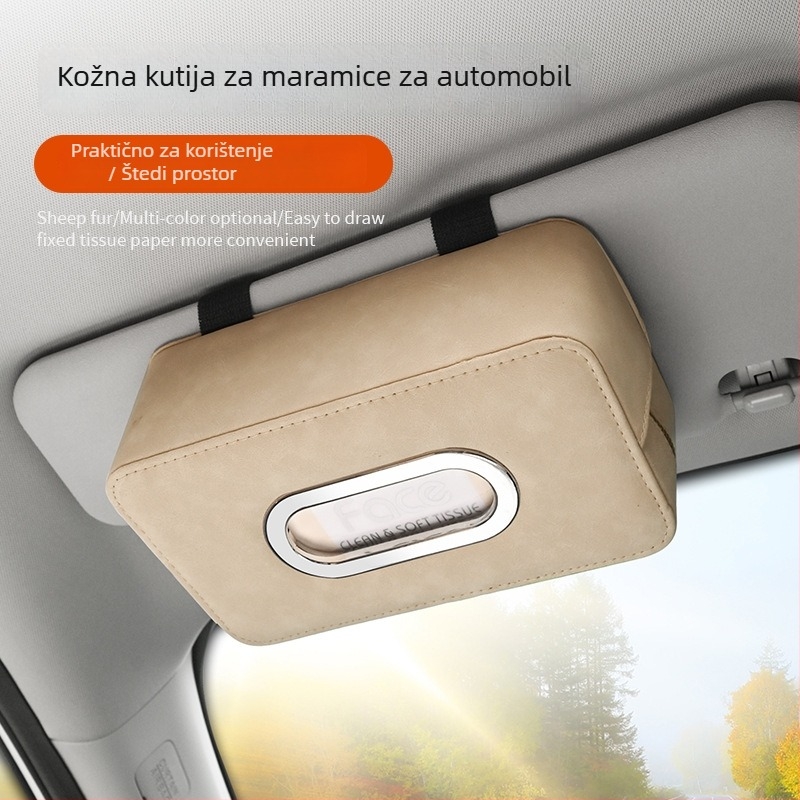 Kutija za maramice od nubuka za automobil, za naslon za ruku i stražnji dio sjedala, visi na viziru za sunce