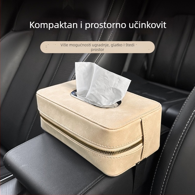 Kutija za maramice od nubuka za automobil, za naslon za ruku i stražnji dio sjedala, visi na viziru za sunce