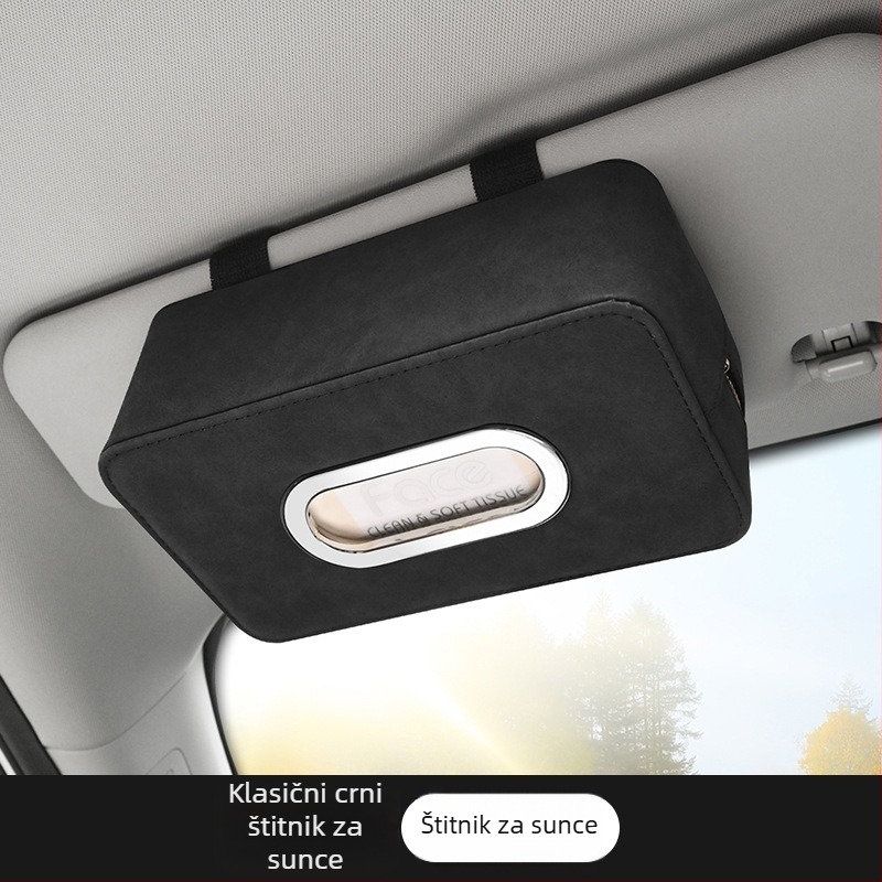 Kutija za maramice od nubuka za automobil, za naslon za ruku i stražnji dio sjedala, visi na viziru za sunce