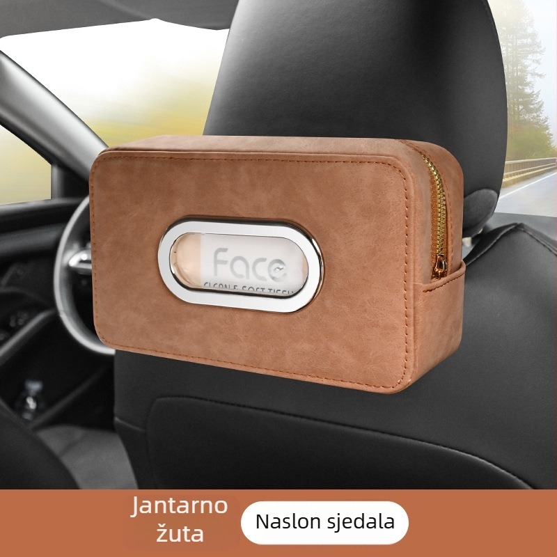 Kutija za maramice od nubuka za automobil, za naslon za ruku i stražnji dio sjedala, visi na viziru za sunce
