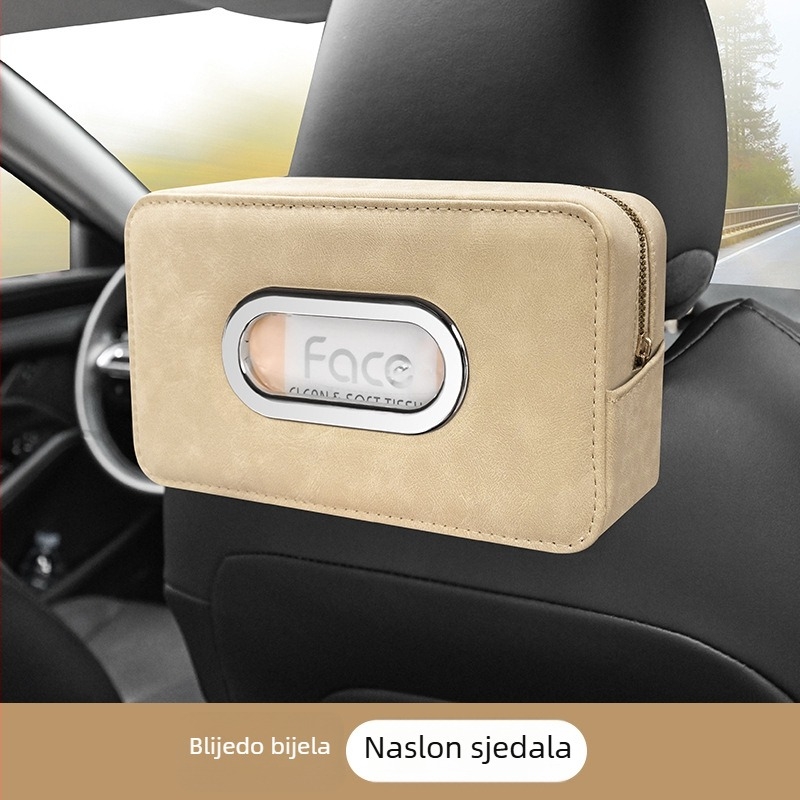 Kutija za maramice od nubuka za automobil, za naslon za ruku i stražnji dio sjedala, visi na viziru za sunce