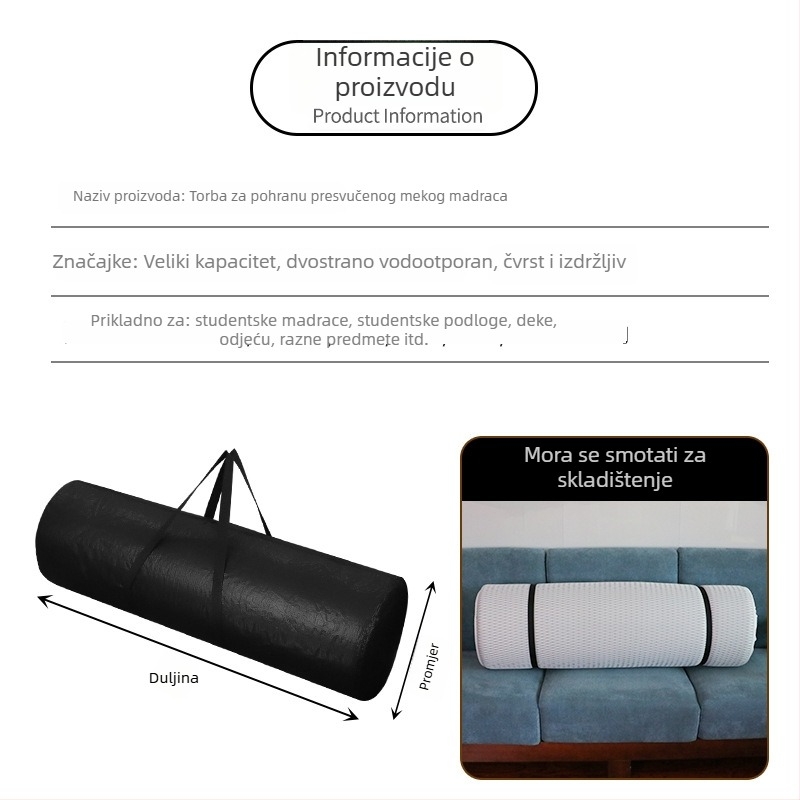 Set torbi za pohranu laminiranih jastuka: latex jastuk, 3D jastuk, mekani jastuk; dvostrano vodootporan i otporan na vlagu; organizacijska torba
