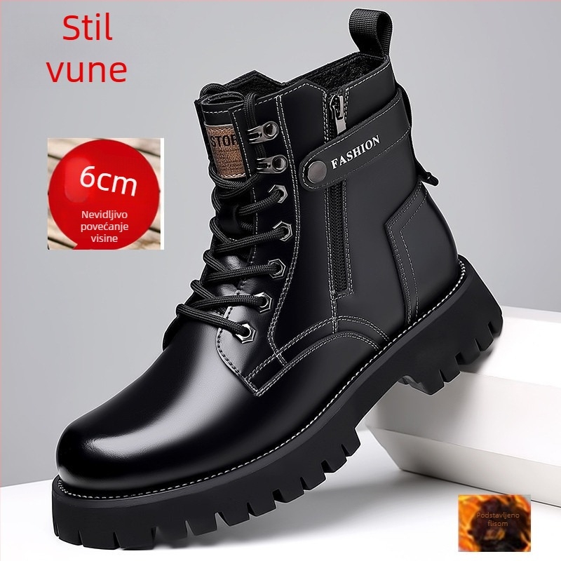 Model 3513 Martin čizme vojničkog stila za muškarce, visoke, zimska fleec podstava, kožne radne čizme