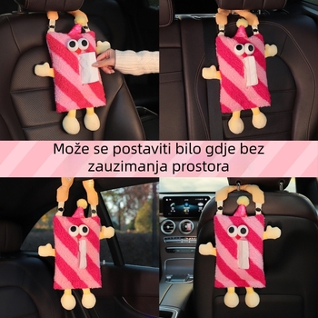 Plišano crtano čudovište – kutija za maramice za automobil, viseći držač za stražnju sjedalu, unutarnji dodatak