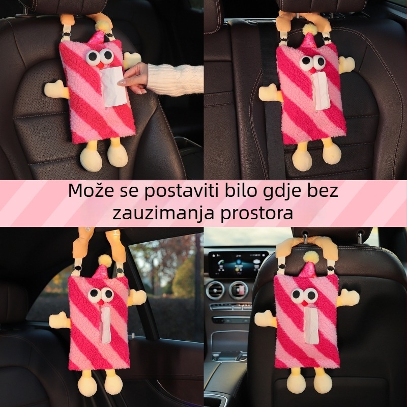 Plišano crtano čudovište – kutija za maramice za automobil, viseći držač za stražnju sjedalu, unutarnji dodatak