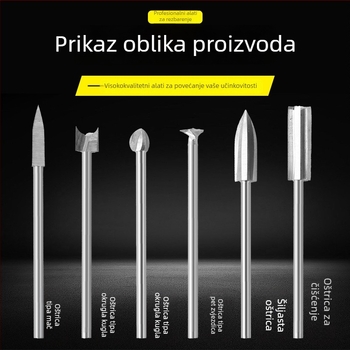 Električni set za drvorezbarstvo s nožem za drvo, frezama i nastavcima za korijensku i ukrasnu rezbarenje
