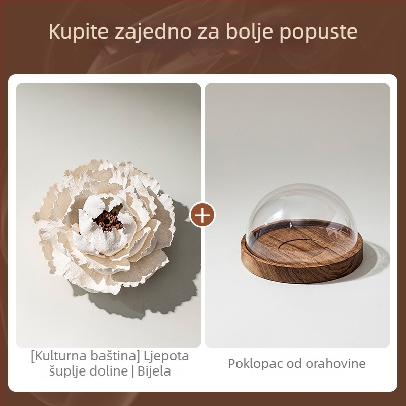 Hi Chun Ručno izrađena keramička cvijet peonije u zen stilu – difuzor za tamjan i aromaterapiju, keraminski ukras