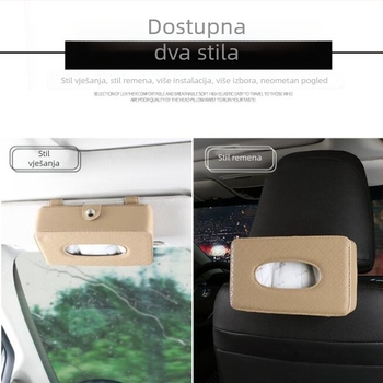 Kožna kutija za maramice u automobilu — viseći organizator za sunčani vizir i stražnji dio sjedala