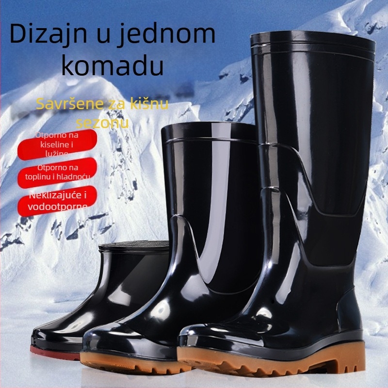 Muške visoke kišne čizme, vodootporne gumene cipele, moderne kišne cipele, kuhinjske radne cipele, protuklizno