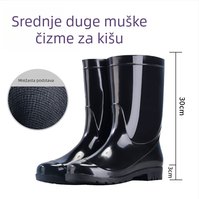 Muške visoke kišne čizme, vodootporne gumene cipele, moderne kišne cipele, kuhinjske radne cipele, protuklizno