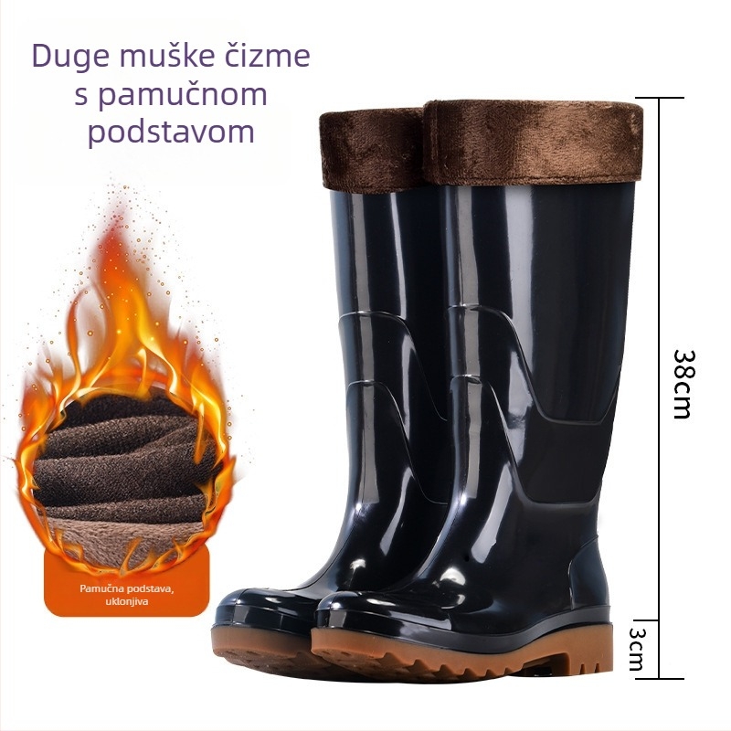 Muške visoke kišne čizme, vodootporne gumene cipele, moderne kišne cipele, kuhinjske radne cipele, protuklizno