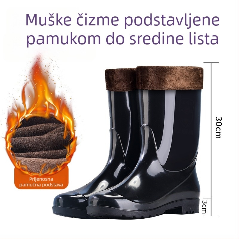 Muške visoke kišne čizme, vodootporne gumene cipele, moderne kišne cipele, kuhinjske radne cipele, protuklizno