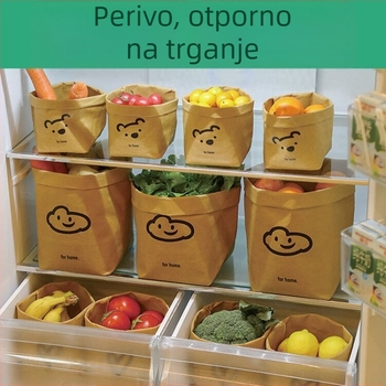 Anqin Vrećica za pohranu od debelog Kraft papira s pregradama, periva, za saksije, kozmetiku i kupaonu