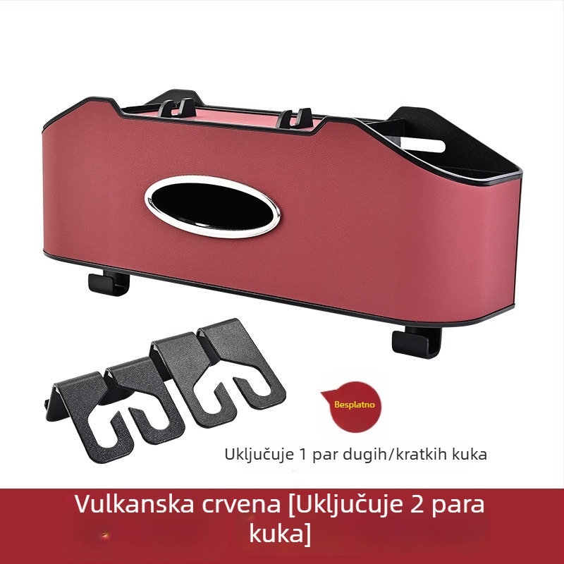 Kožni organizator za stražnju sjedalu automobila s kutijom za maramice i držačem čaša