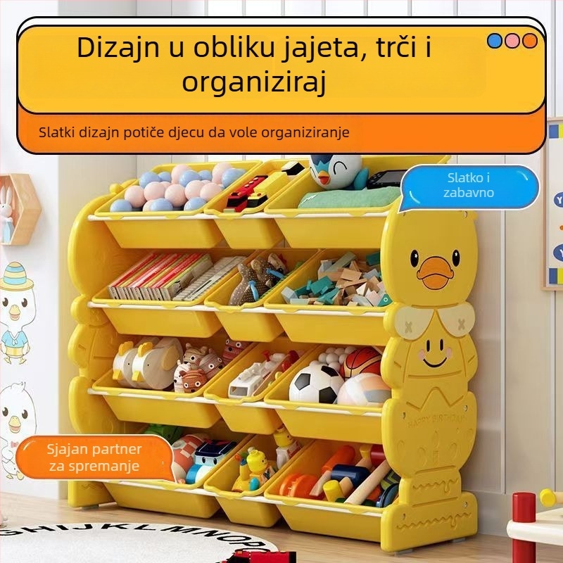 6-etažni plastični regal za dječje igračke, podni organizator s ladicom