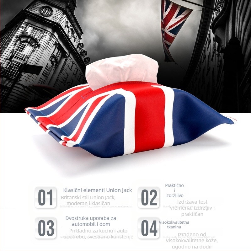 Kožni držač papirnatih maramica za BMW Mini auto s dizajnom Union Jack