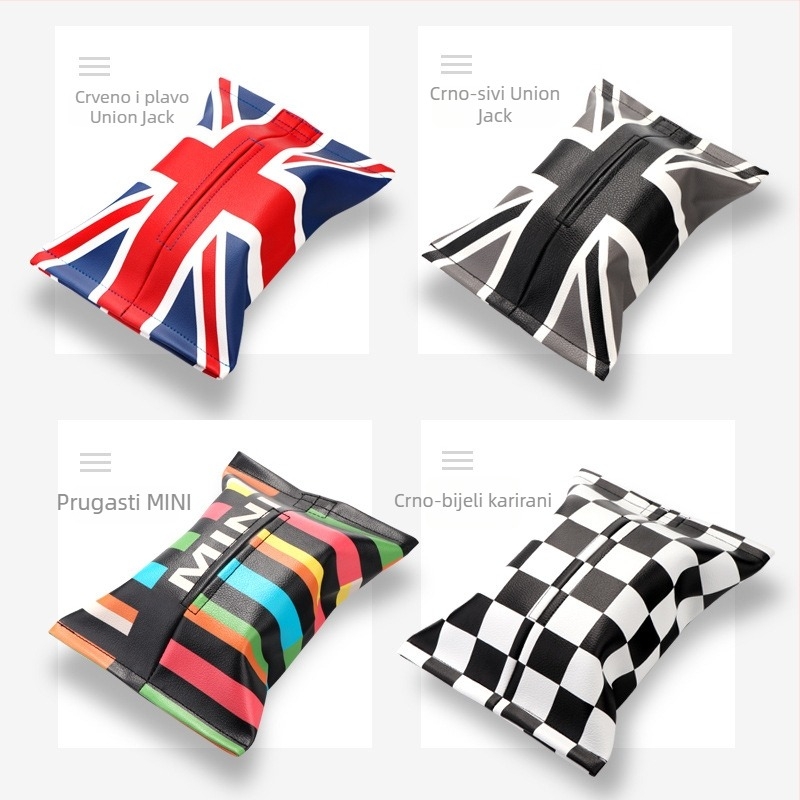 Kožni držač papirnatih maramica za BMW Mini auto s dizajnom Union Jack