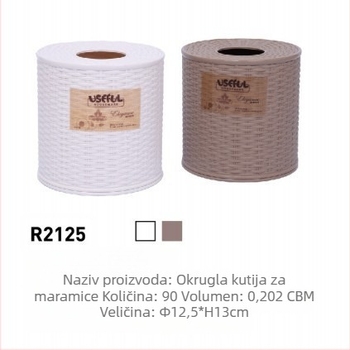 Okrugla kutija za papirnate maramice s imitacijom ratana, na ploču, vodootporna, suvremen dizajn