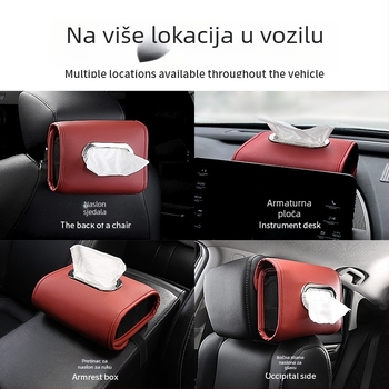 Kožni držač maramica za auto, pričvršćen na naslon sjedala, luksuzni unutarnji organizator
