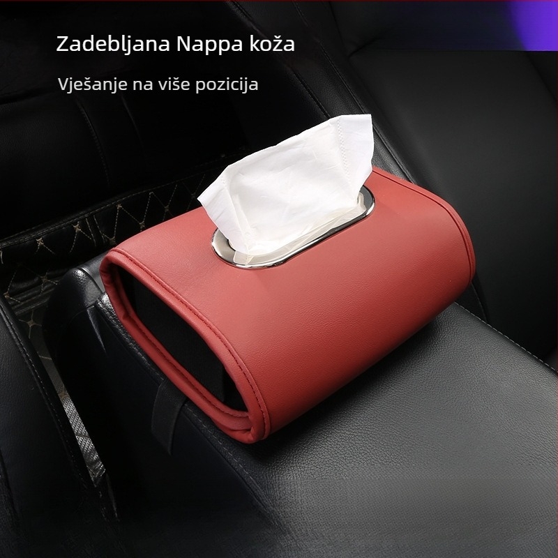 Kožni držač maramica za auto, pričvršćen na naslon sjedala, luksuzni unutarnji organizator